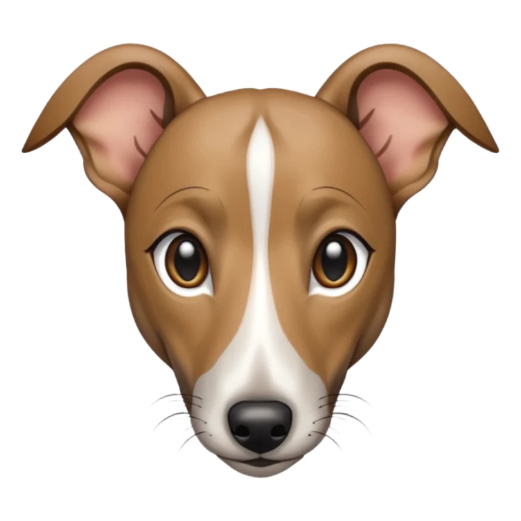 Create a brindle whippet emoji with long Dobby looking ears and a long snout sticker