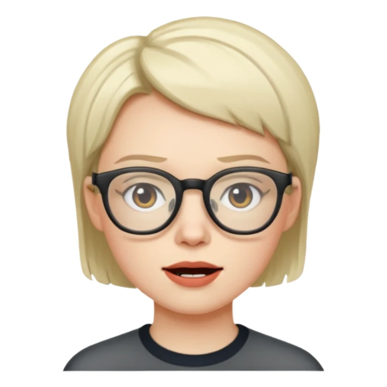 Mute Face but with a wide jaw and wearing glasses sticker