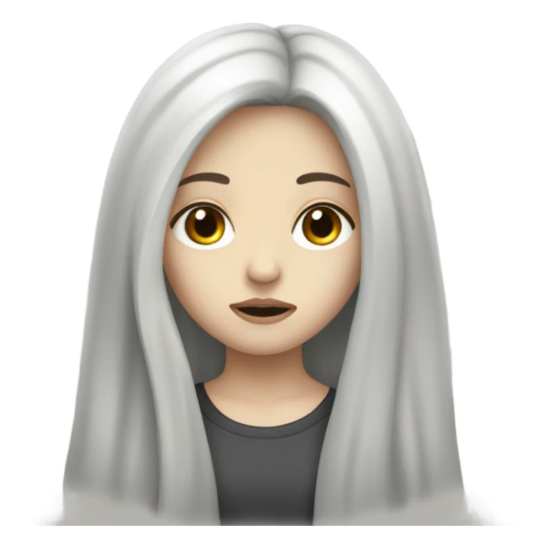 Pale girl with long black hair sad sticker