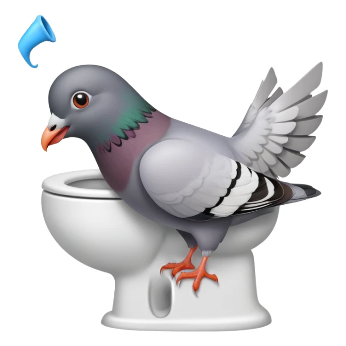 A pegion that is pooping in a toilet while screaming sticker