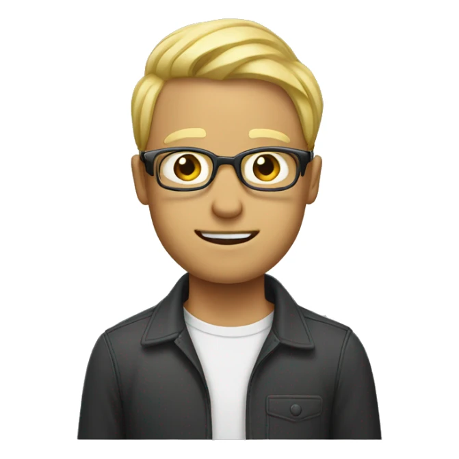 Man pulling hair out with glasses and blonde sticker