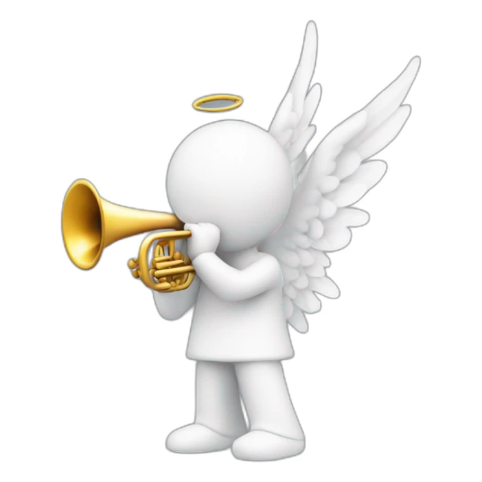 An angel playing the White coloring trumpet sticker