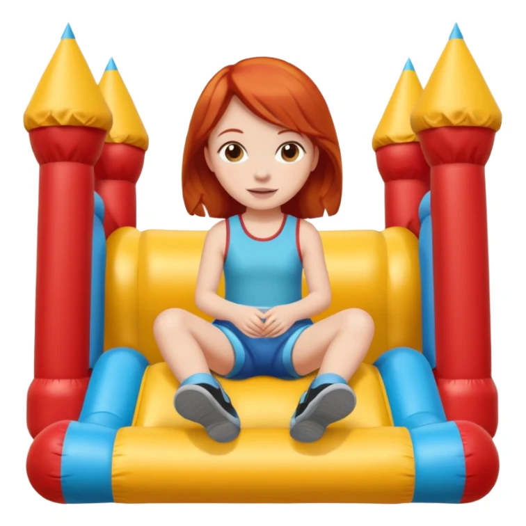 redhead girl-sitting-in-bouncy-house sticker