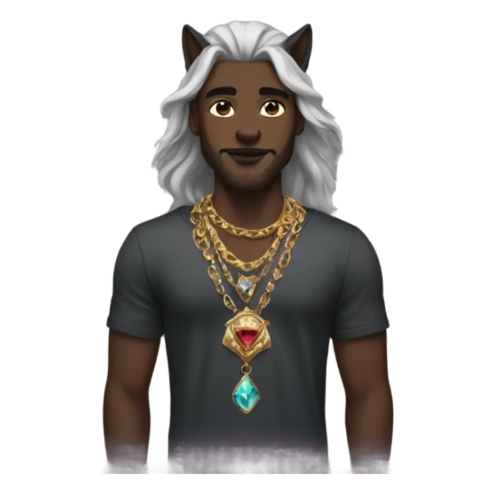 dark-skinned male with jewelry mixed with wolf sticker