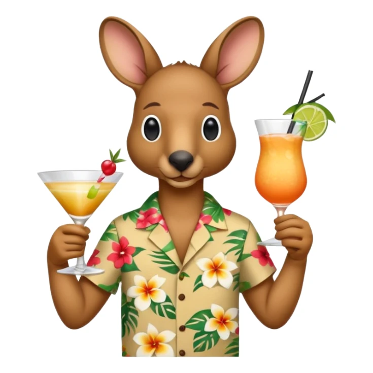 Kangaroo with Hawaii shirt and coctail sticker