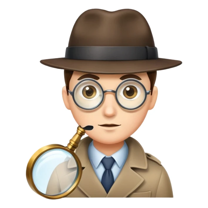 detective with magnifying glass and hat sticker