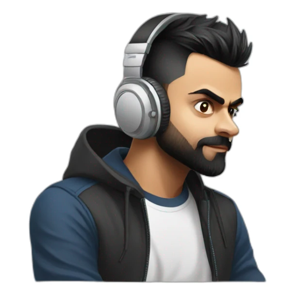 Virat Kohli listening music sticker