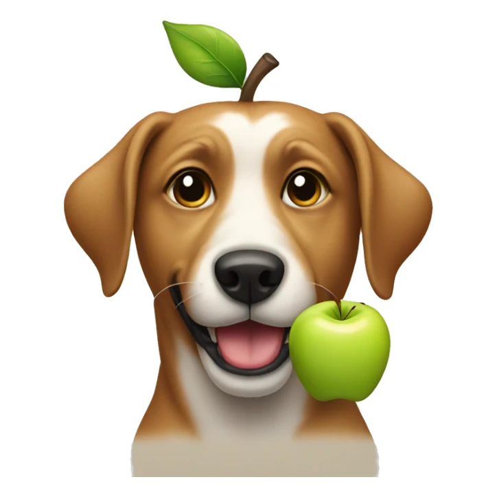 dog with apple in its mouth sticker