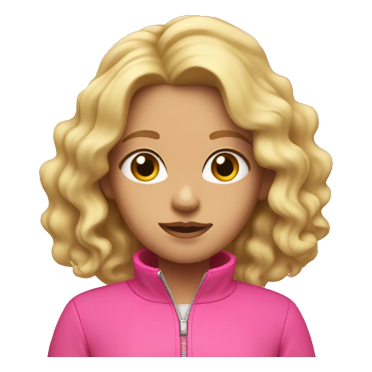 Girl with wavy blonde hair with a pink zip up jacket sticker