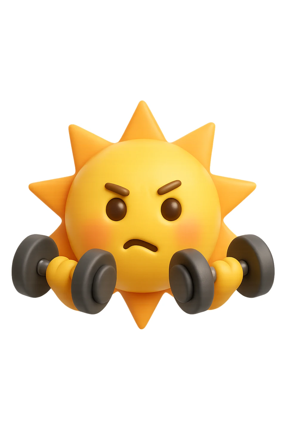 emoji stile iphone 3d di un sole che si allena con i pesi sticker