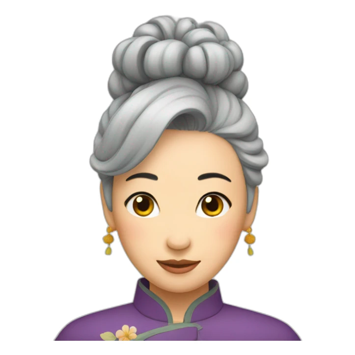 Chinese lady grey hair up side down pasture sticker