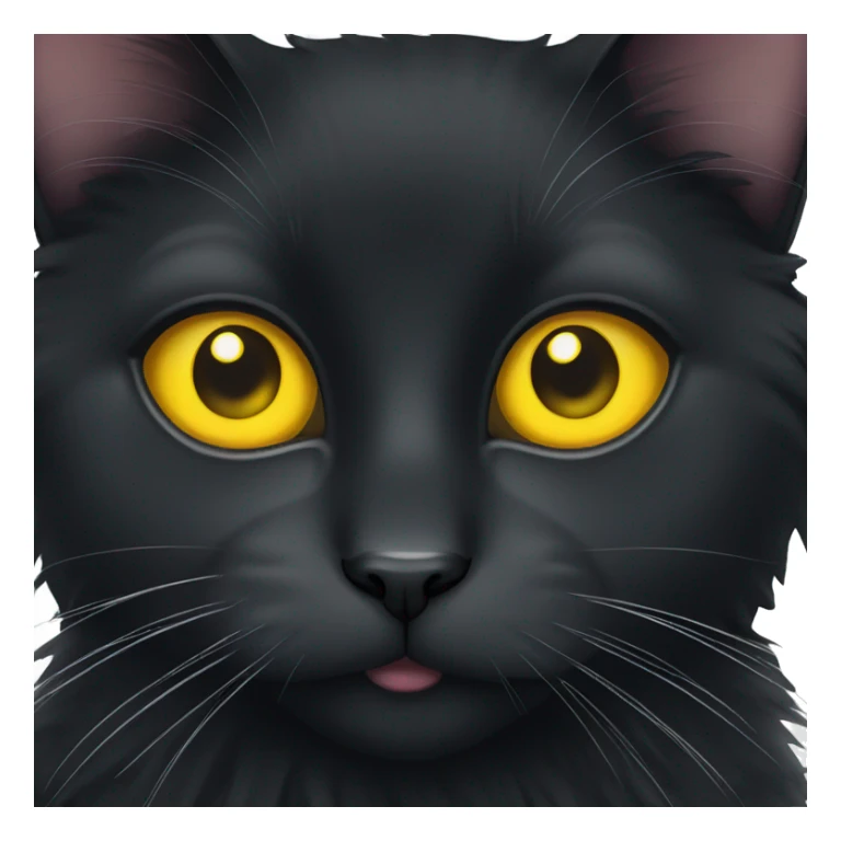 A fluffy black cat with yellow eyes sticker