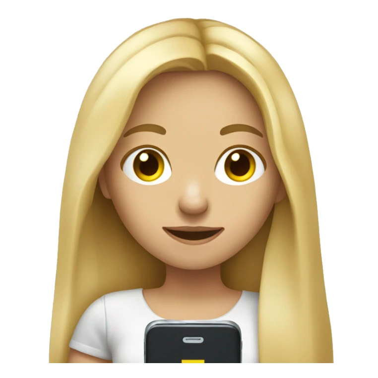 girl with long blonde hair holding smartphone and texting a message sticker