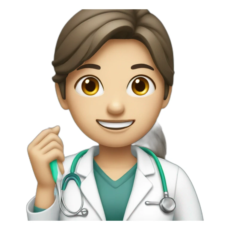 dentist girl with a toothbrush in his hand sticker