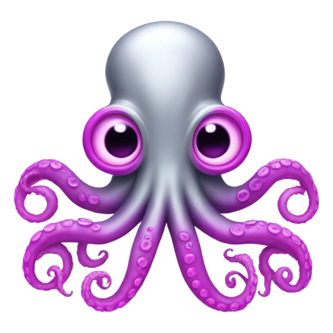 Silver octopus with purple horns hot pink wings sticker