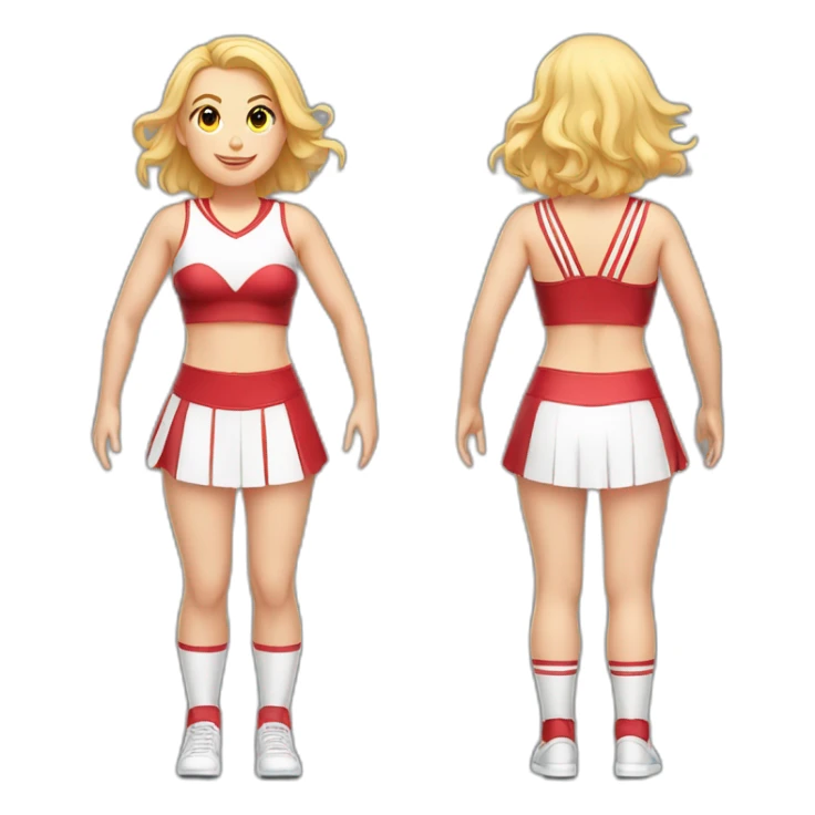 Full body Caucasian curvy cheerleader back and front views sticker
