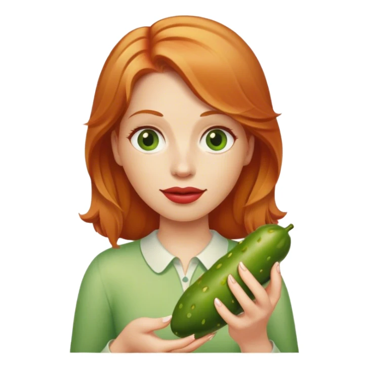 Strawberry Blonde woman holding pickle sticker