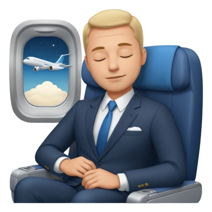 A handsome 45 year old man sleeping blissfully on an international flight. sticker