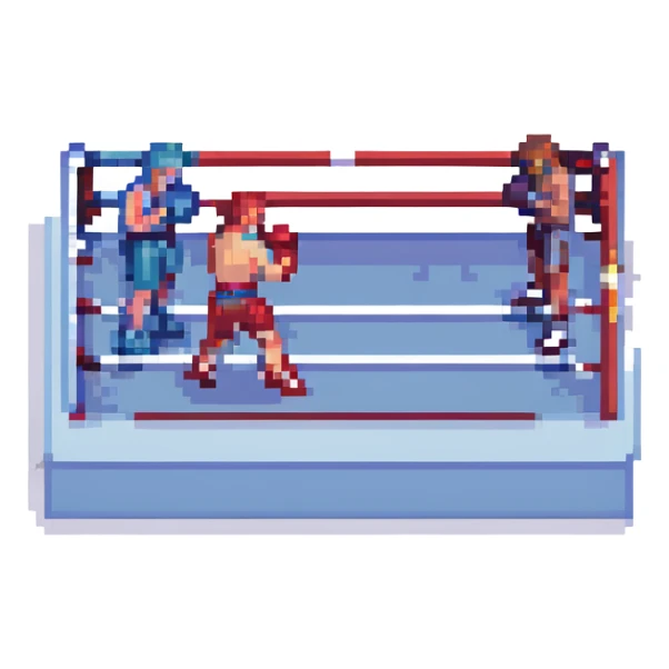 boxing scene, pixel art style, retro video game look sticker