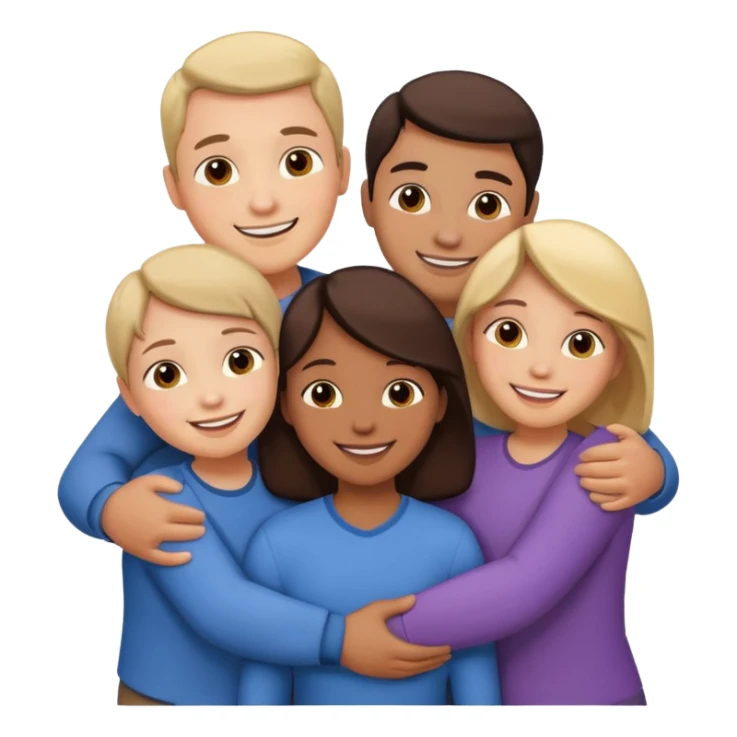 family of 5 hugging each other sticker