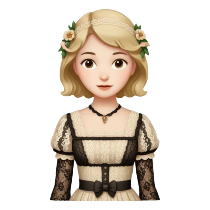 Cottagecore style realistic highly detailed with vintage material dress sticker