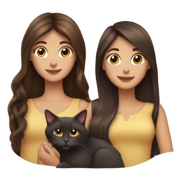 Two long hair brunettes with two cats in hands sticker