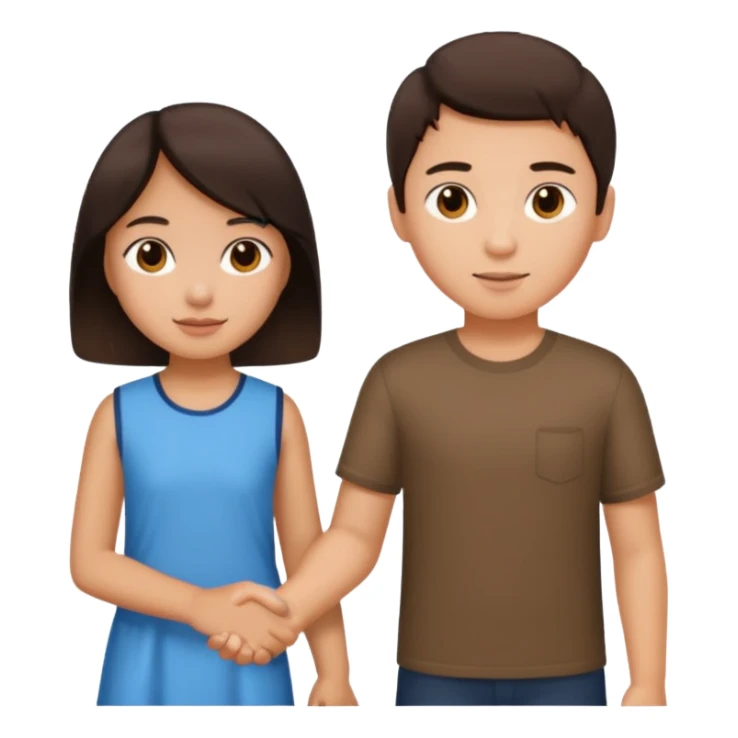 brunette boy holding Asian girl’s hand sticker