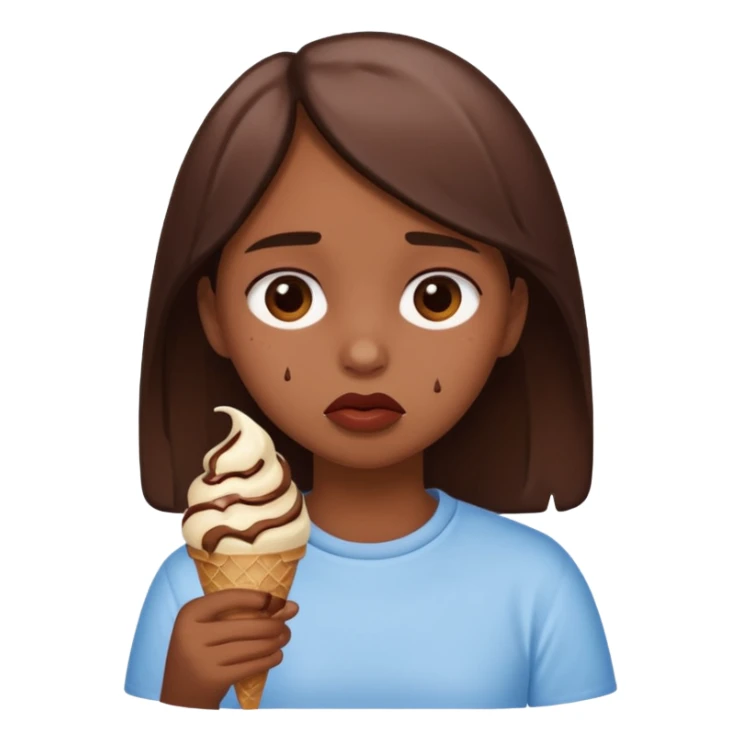 a sad girl eating ice cream after heartbreak sticker