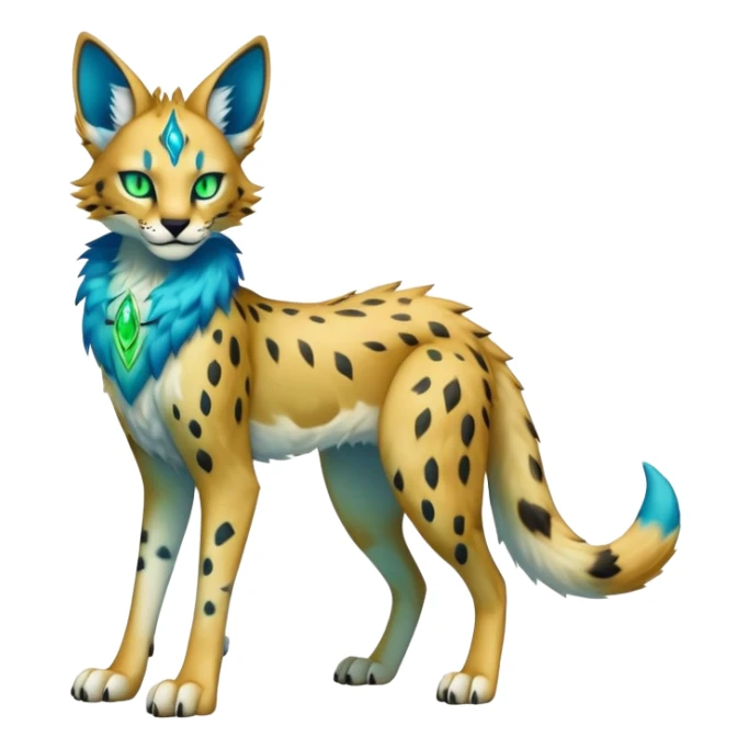 Epic Edgy Colorful ethereal eldritch Sergal-Serval-Vernid full body sticker