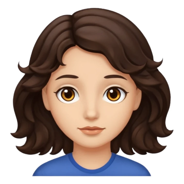 Olhos castanhos, cabelo castanho escuro e ondolado, pele clara sticker
