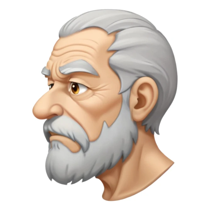old angry man in profile view with gray hair and long beard sticker