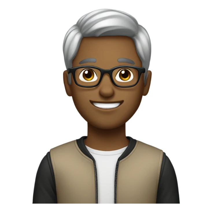 side Side profile boy with silver and black hair speaking wearing glasses. ligh brwon skin sticker