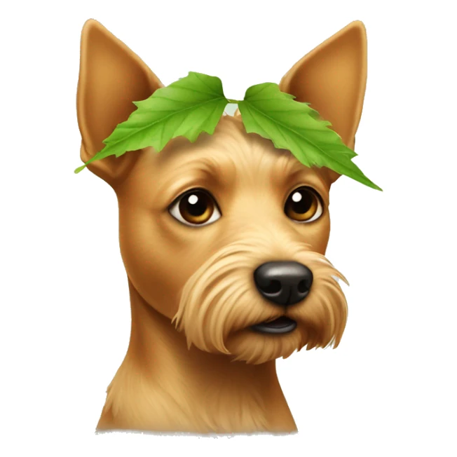 Little tan terrier with a leaf on her head sticker