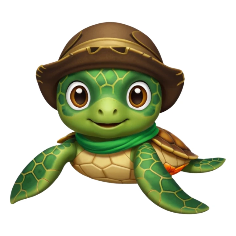 cute sea turtle wearing a green pirate scarf sticker
