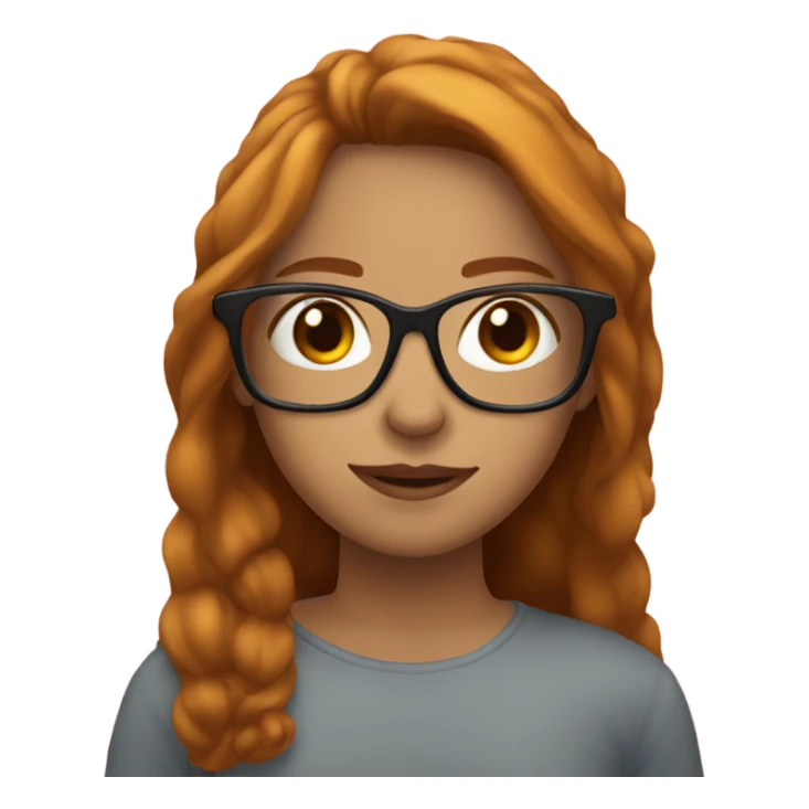 girl with medium long hair red and crown wearing glasses sticker