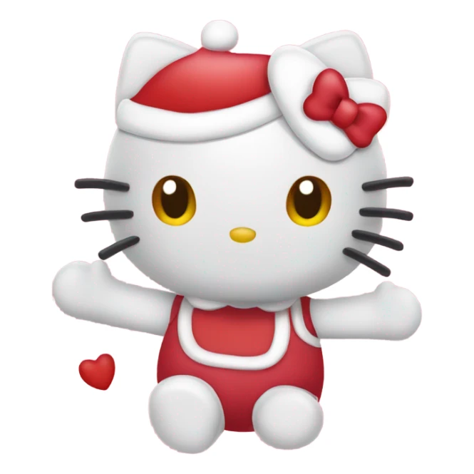 hello kitty with hearts around her, christmas sticker