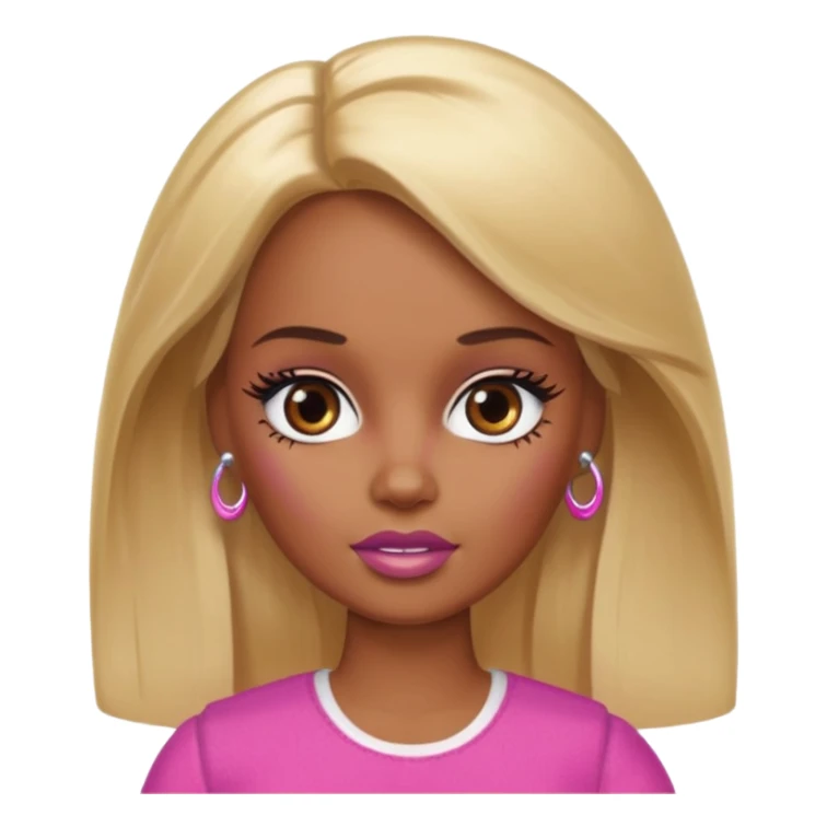 Brown skin blonde hair barbie with bruised eye  sticker
