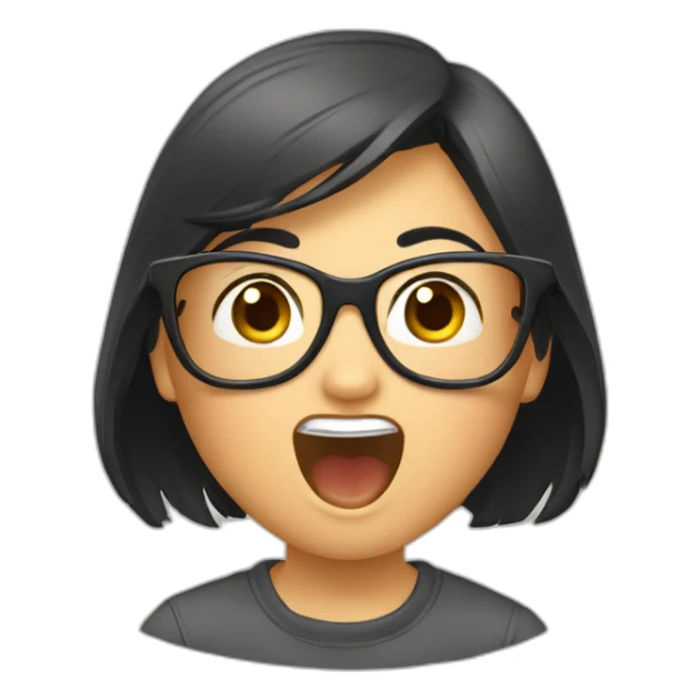 buck-toothede\ asian girl surprised glasses sticker