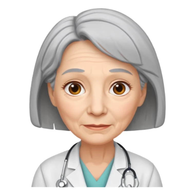 older obstetrician female emoji grey hair wrinkles sticker