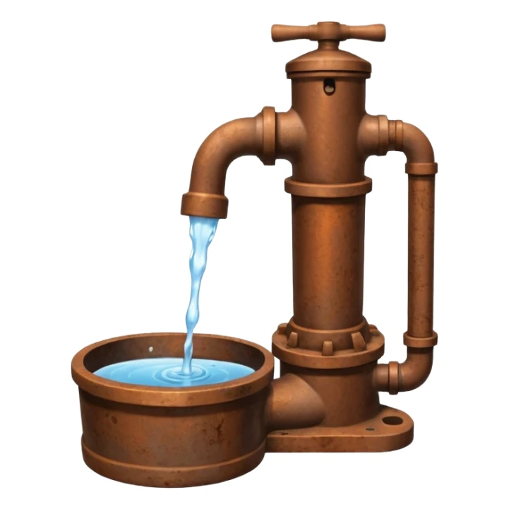 Ghibli style water pump with water pouring out of it sticker