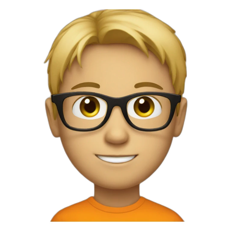 boy in black glasses on orange picture sticker