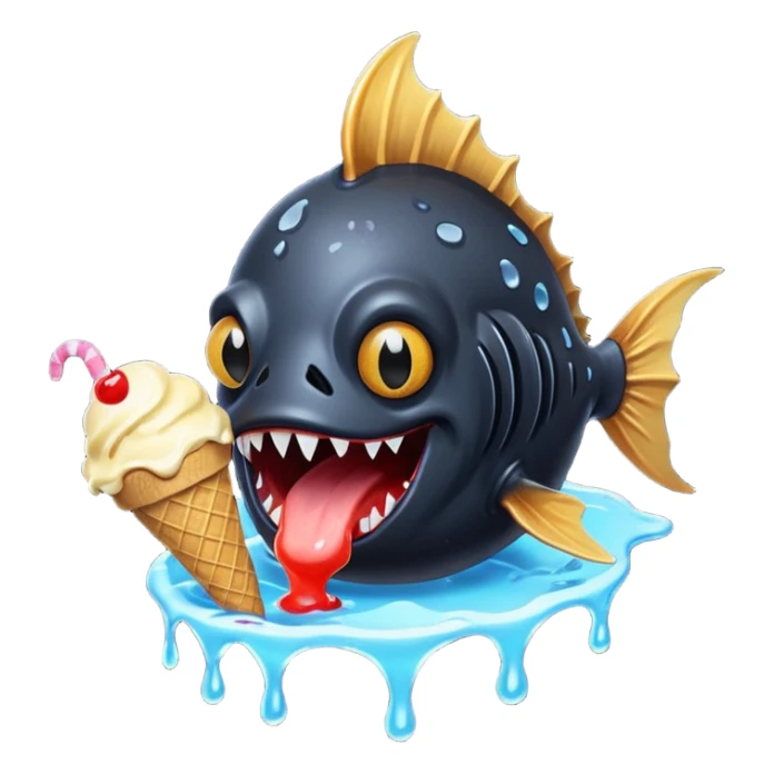 Angler fish in Jack in the box eating ice cream sticker