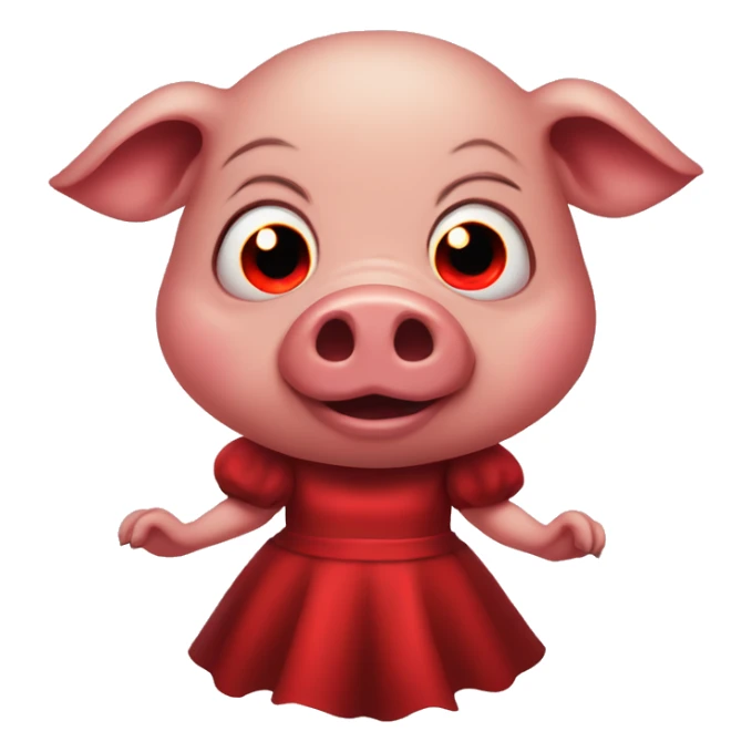 An evil pig in a red dress with glowing red eyes sticker