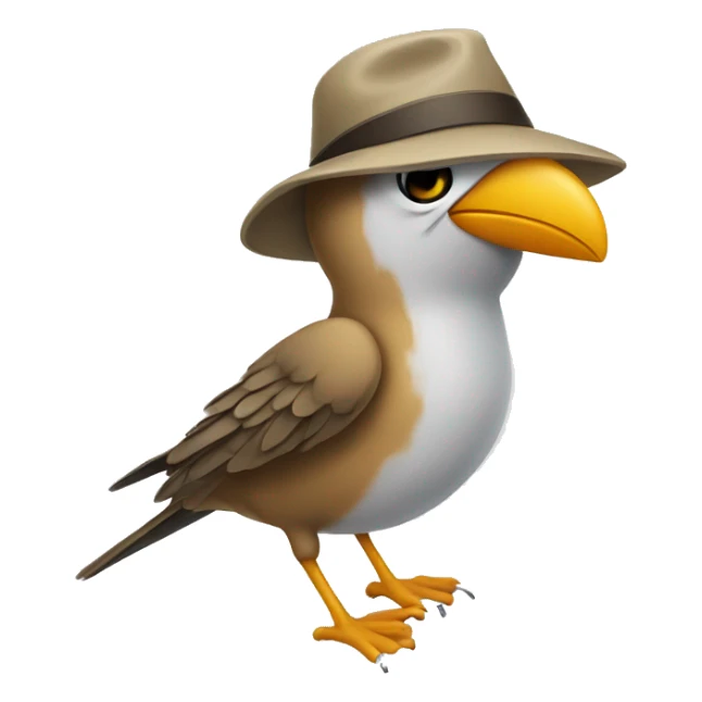 A flying bird wearing a hat and shoes sticker