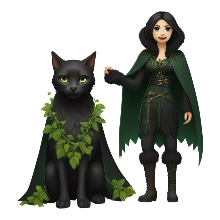 the morrigan dark version green man vines style furr robe stylish boots sticker