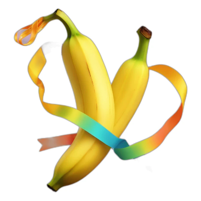 vibrant banana with a colorful ribbon tied around it sticker