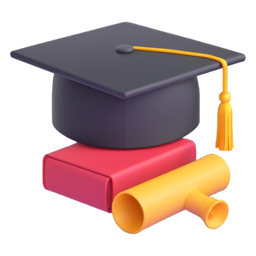 graduation cap and diploma together emoji, 3D Microsoft Fluent style sticker