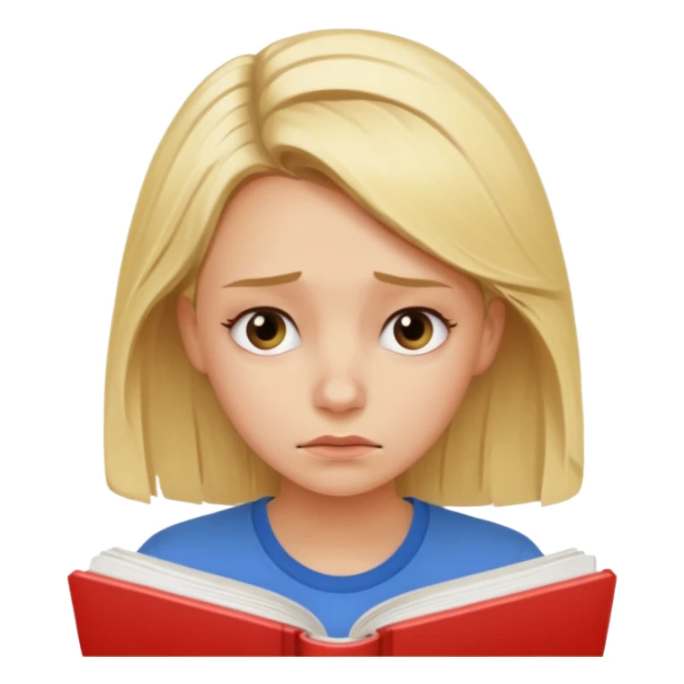 Create a blonde girls that is stressed because of studying. sticker