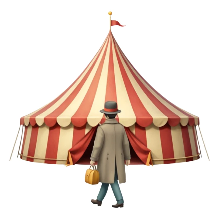 A person waking away from a circus big top  sticker
