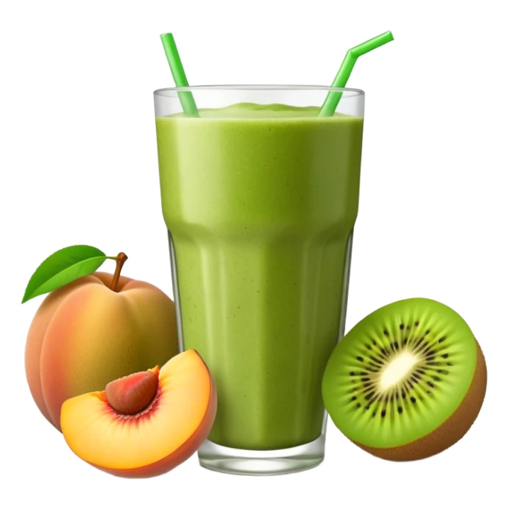 smoothie with peaches and green kiwi sticker